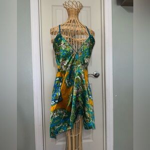 Baba Clothing Los Angeles Multicolor Vintage 100% Silk Large Mini Dress / Tunic